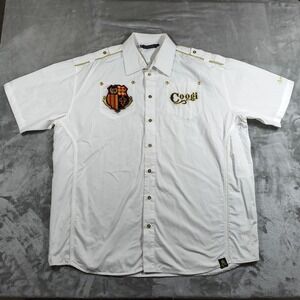 Vintage Coogi Shirt Mens 4XL White Button Up Short Sleeve Embroidered